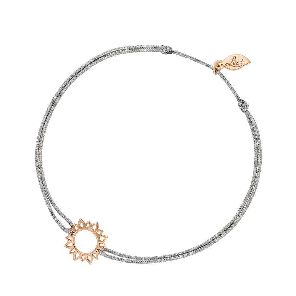 Glcksbndchen Sun Flower, 18 K Rosegold vergoldet, Grau