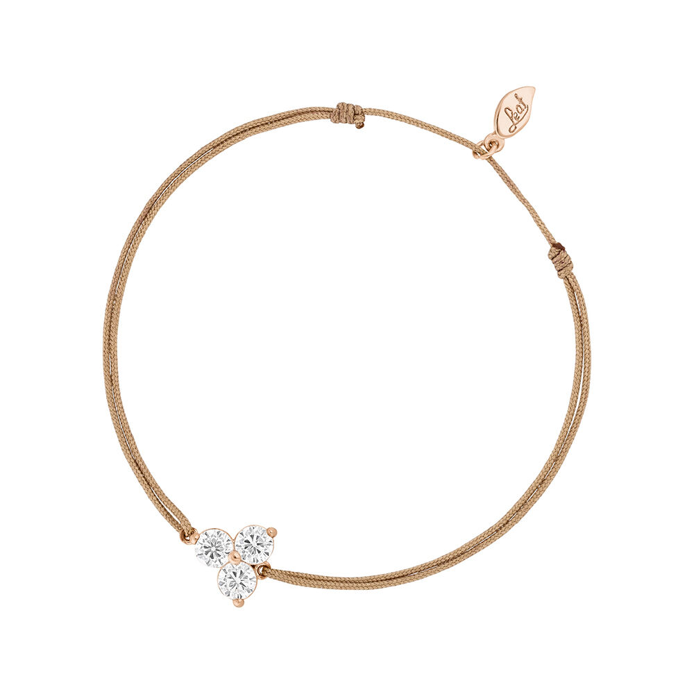 Glcksbndchen Triple Zirkonia,18 K Rosegold vergoldet, Beige