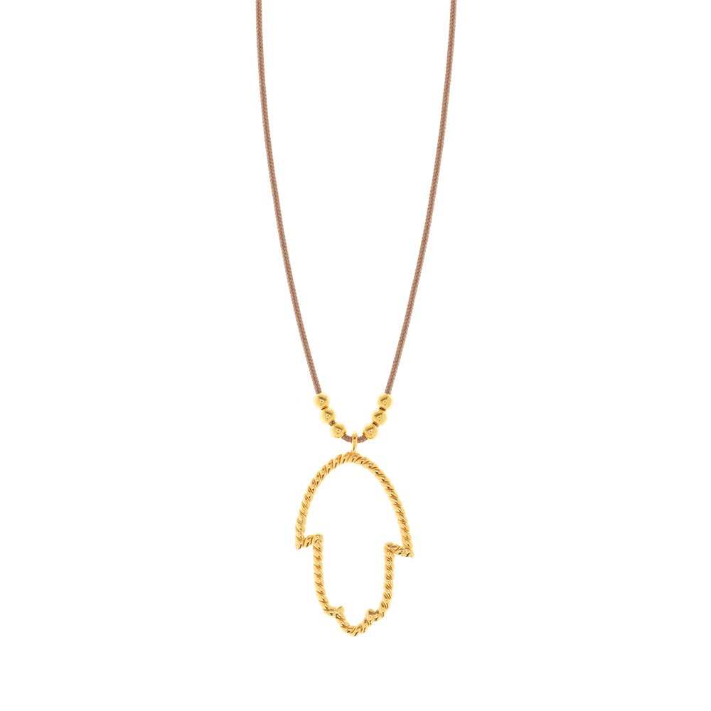 Glckshalskettchen Fatima's Hand, 18 K Gelbgold vergoldet, Beige