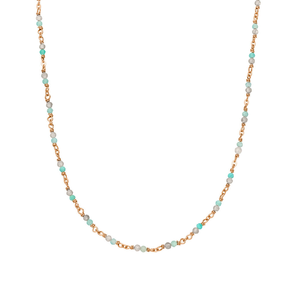 Halskette Amazonit, 18 Karat Rosegold vergoldet