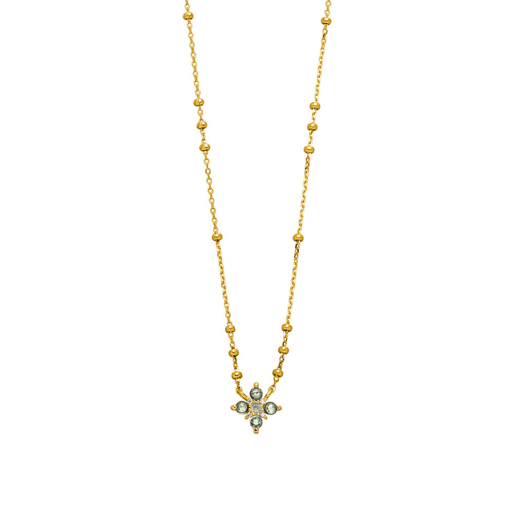 Halskette BLOOM, Labradorit/Aventurin, 18 Karat Gelbgold vergoldet