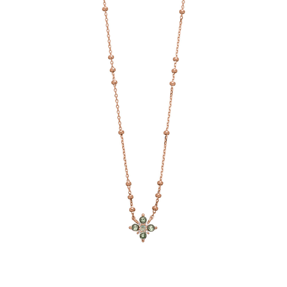 Halskette BLOOM, Labradorit/Aventurin, 18 Karat Rosegold vergoldet