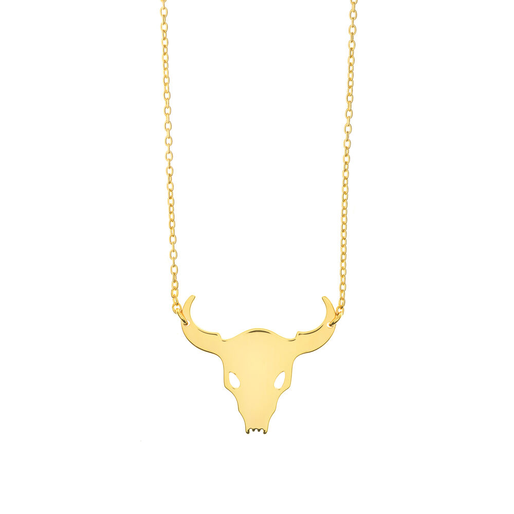 Halskette BULL SKULL, 18 Karat Gelbgold vergoldet