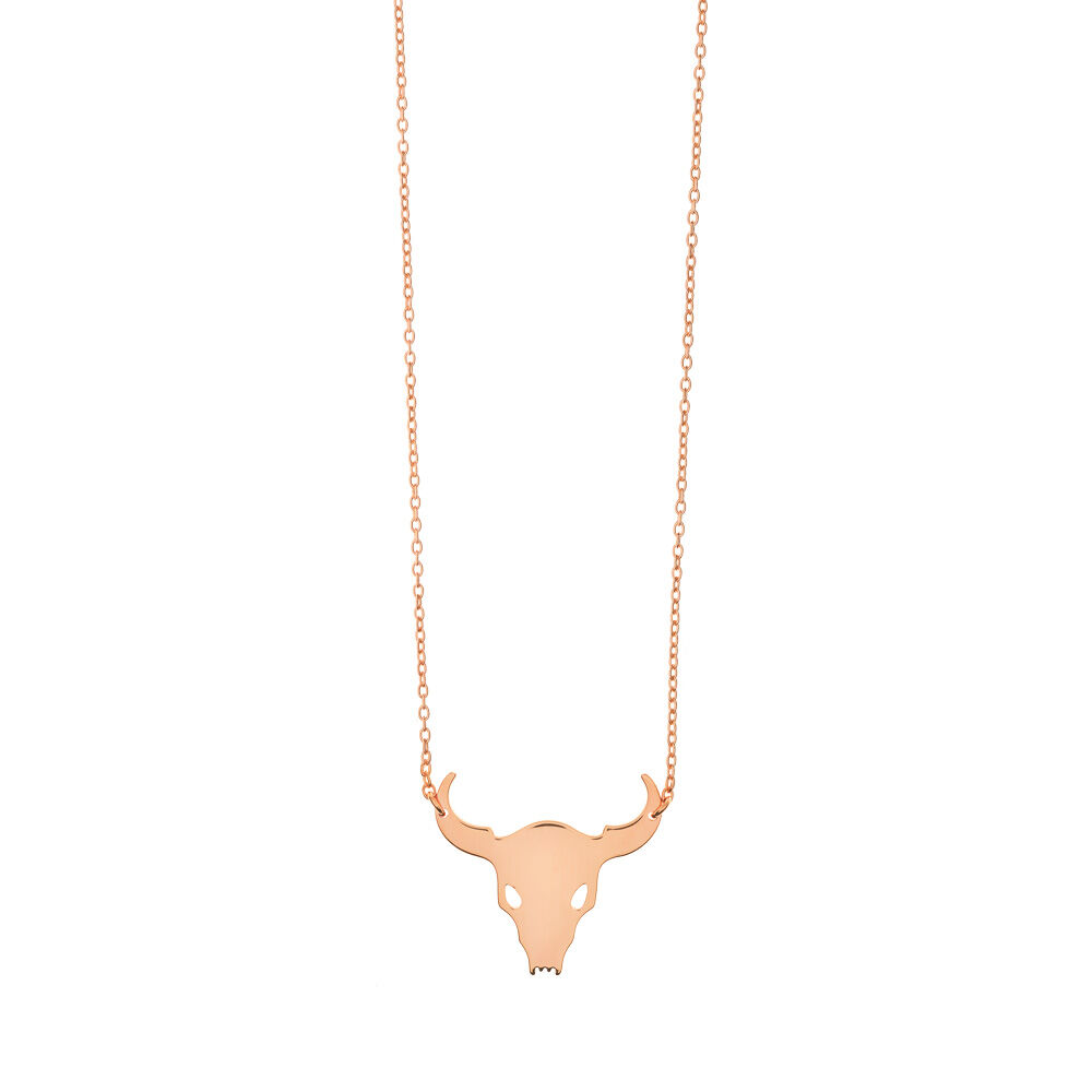 Halskette BULL SKULL, 18 Karat Rosegold vergoldet