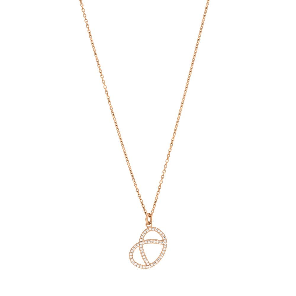 Halskette Brezn mit Zirkonia, 18 K Rosegold vergoldet