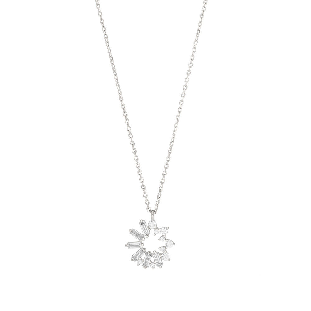 Halskette CUBE FLOWER, Zirkonia, 925 Sterlingsilber, rhodiniert