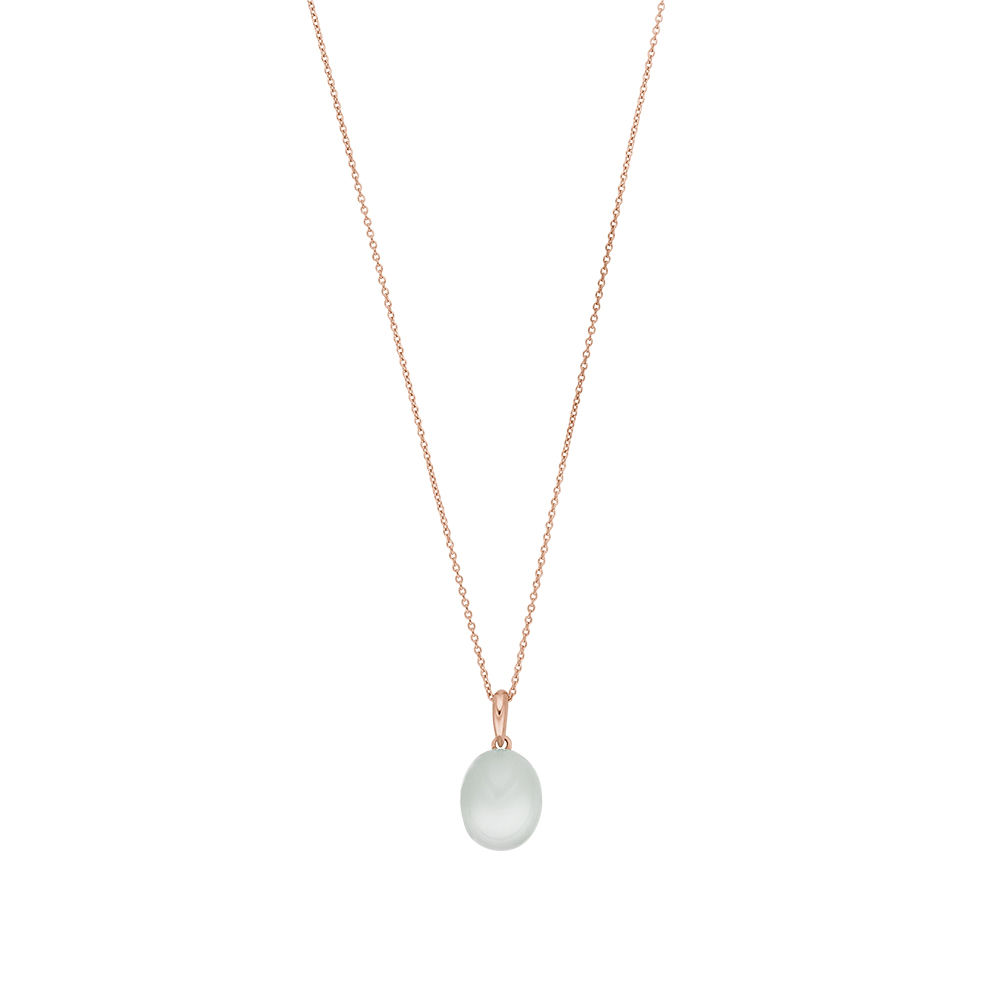 Halskette Cabochon II, 14 K Rosegold, Sea Blue Chalzedon