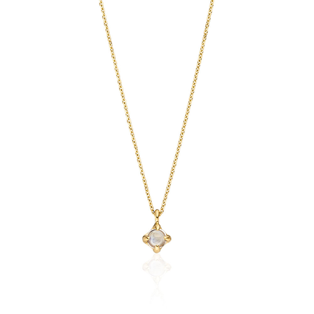 Halskette Cabochon, Mondstein, 14 Karat Gelbgold