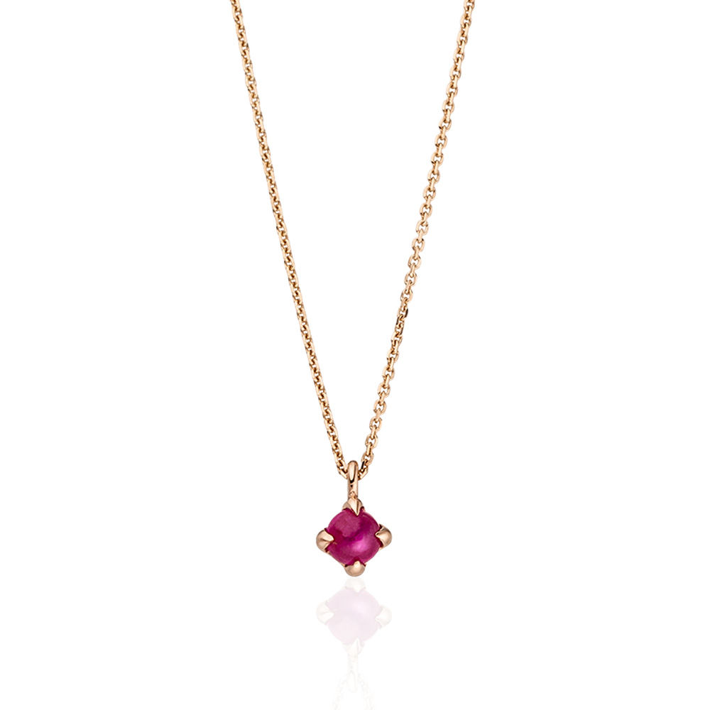 Halskette Cabochon, Rubin, 14 Karat Rosegold