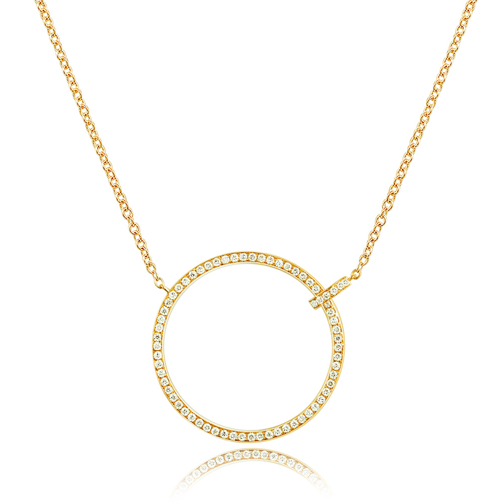 Halskette Circle Gro mit Diamanten, 18 Karat Gelbgold