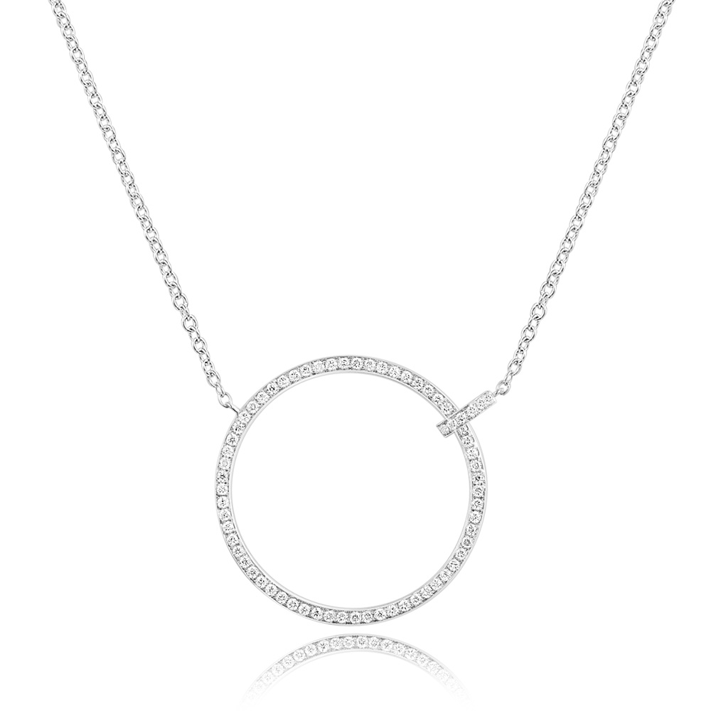 Halskette Circle Gro mit Diamanten, 18 Karat Weigold