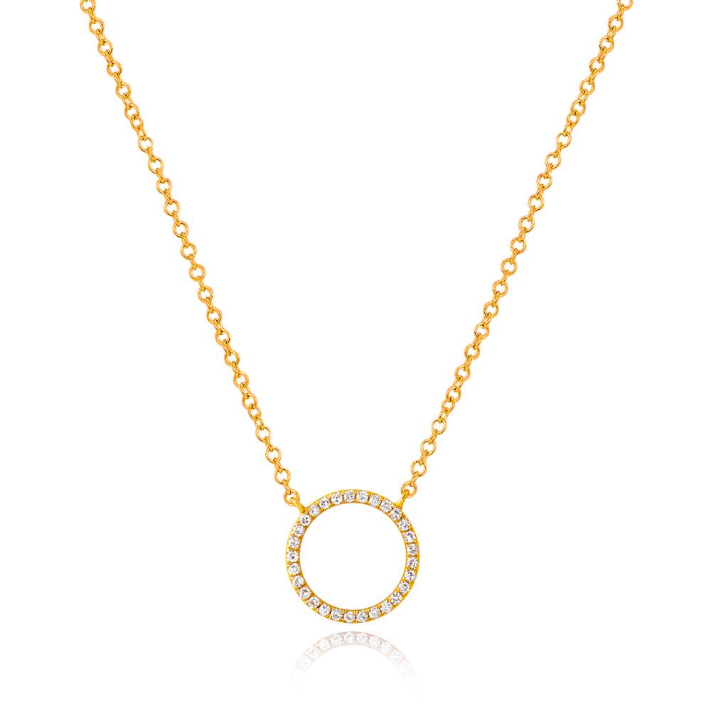 Halskette Circle mit Diamanten, 18 K Gelbgold