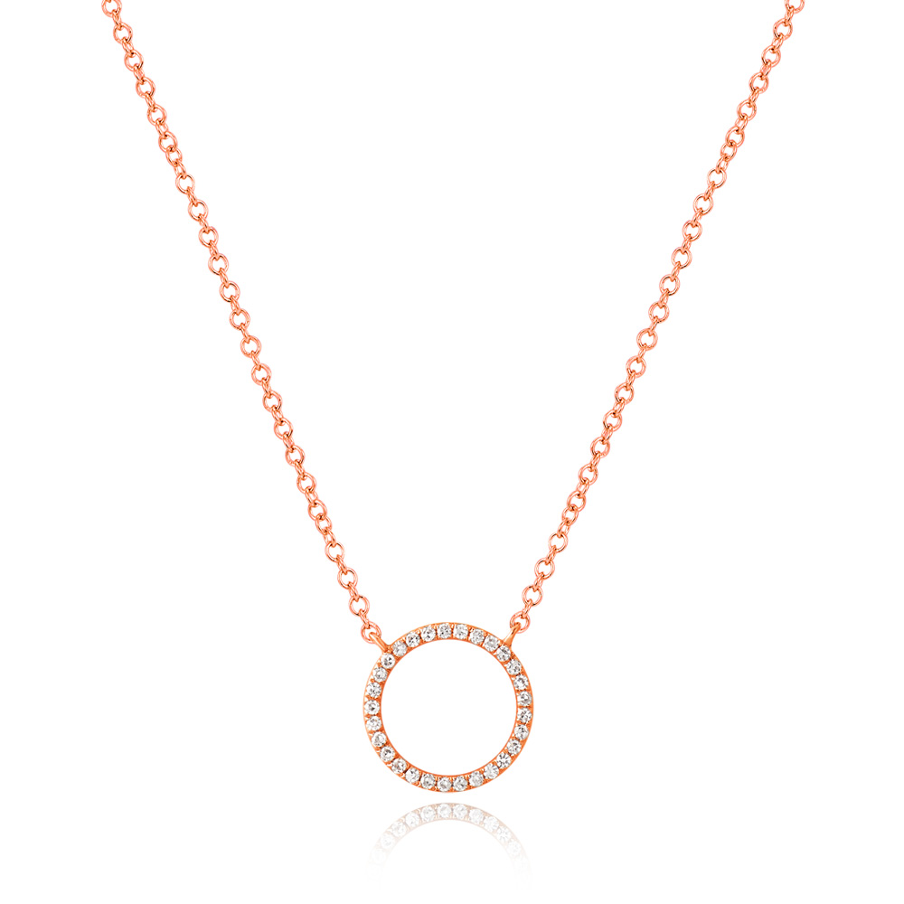 Halskette Circle mit Diamanten, 18 Karat Rosegold