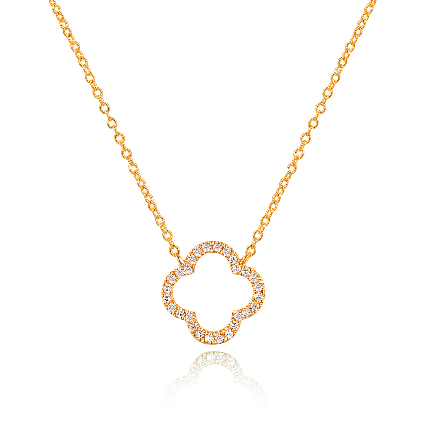 Halskette Clover mit Diamanten, 18 K Gelbgold