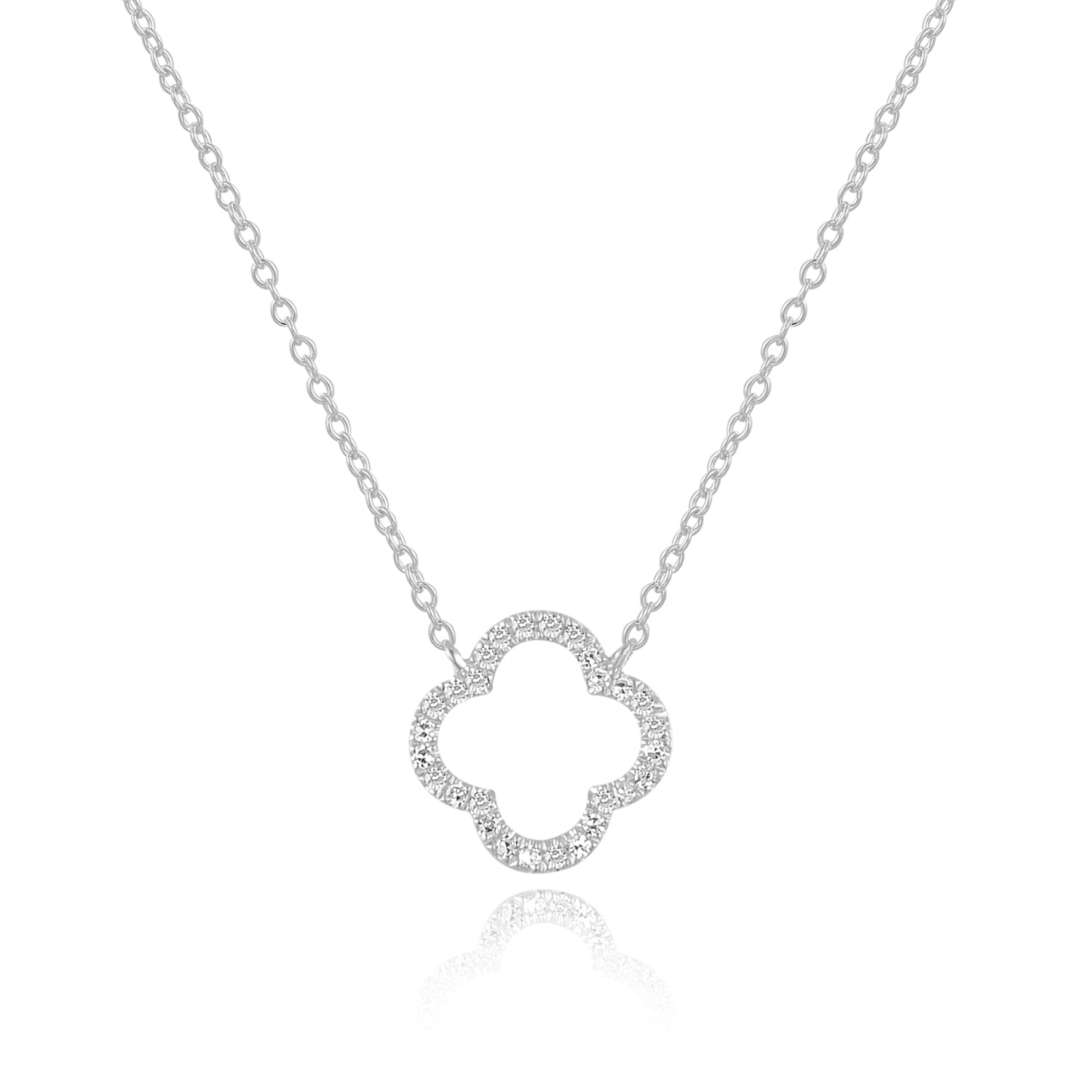 Halskette Clover mit Diamanten, 18 K Weissgold