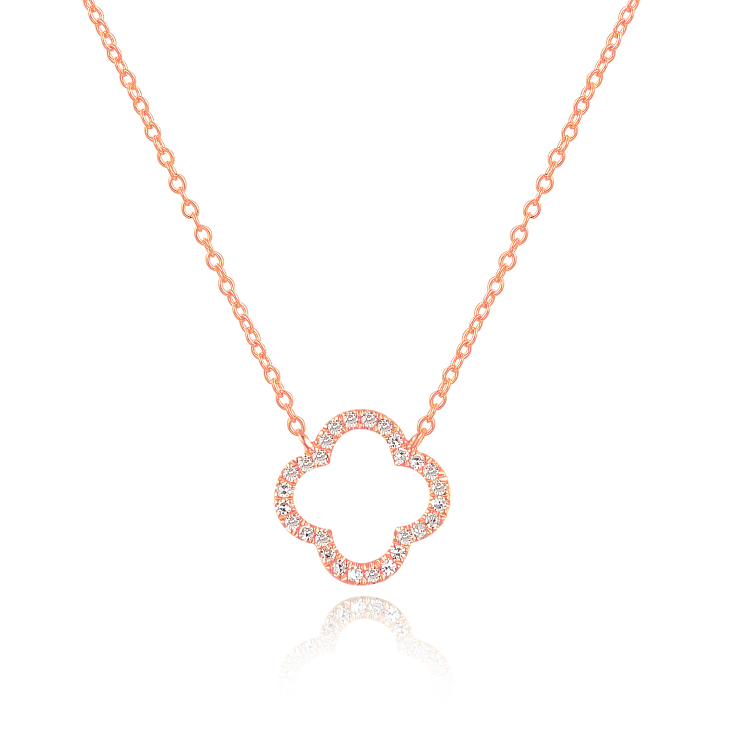 Halskette Clover mit Diamanten, 18 Karat Rosegold