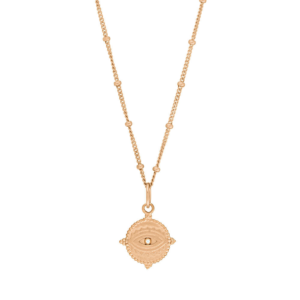 Halskette Evil Eye, 45cm, 18 Karat Rosegold vergoldet