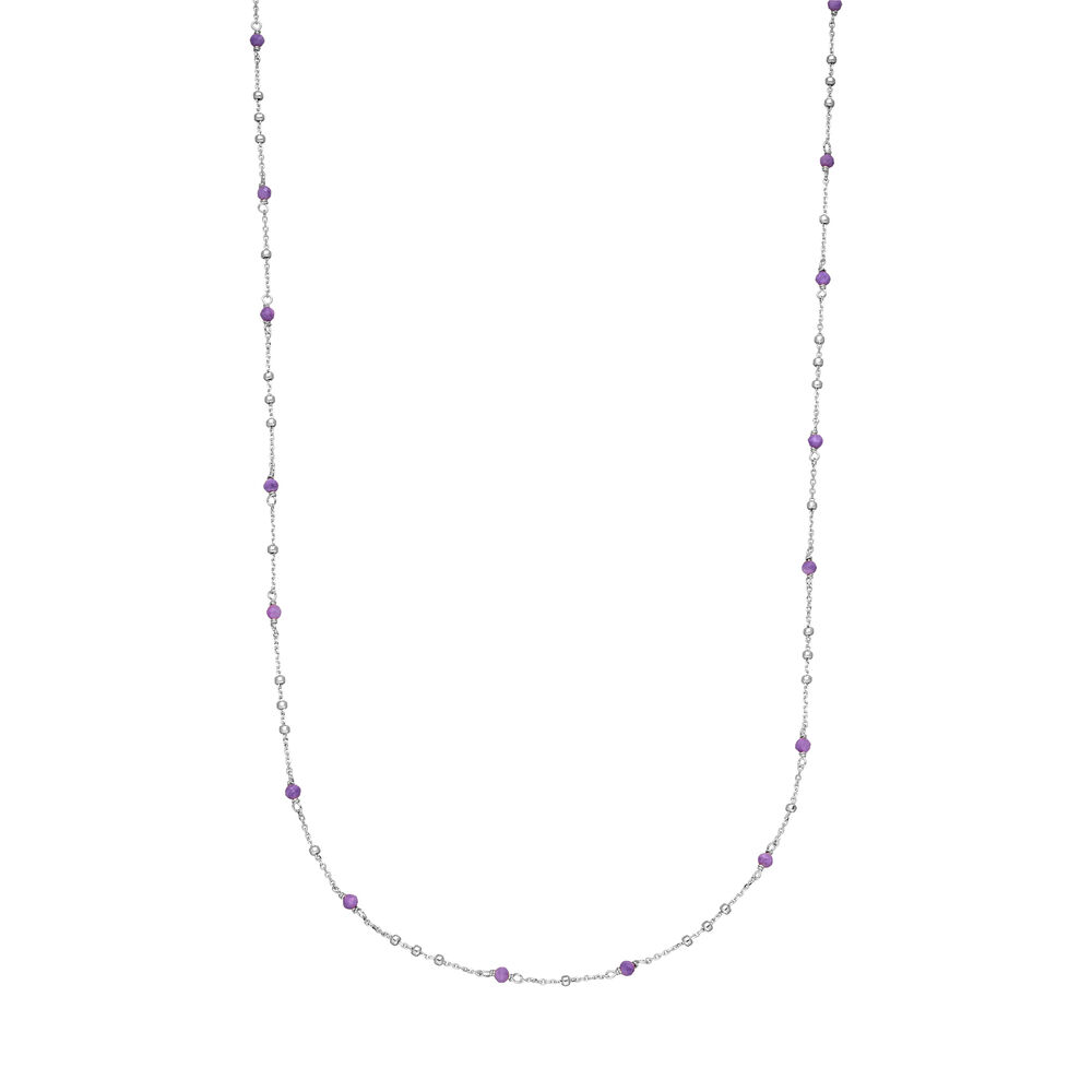 Halskette Flying Gems, Amethyst, 90cm, 925 Sterlingsilber