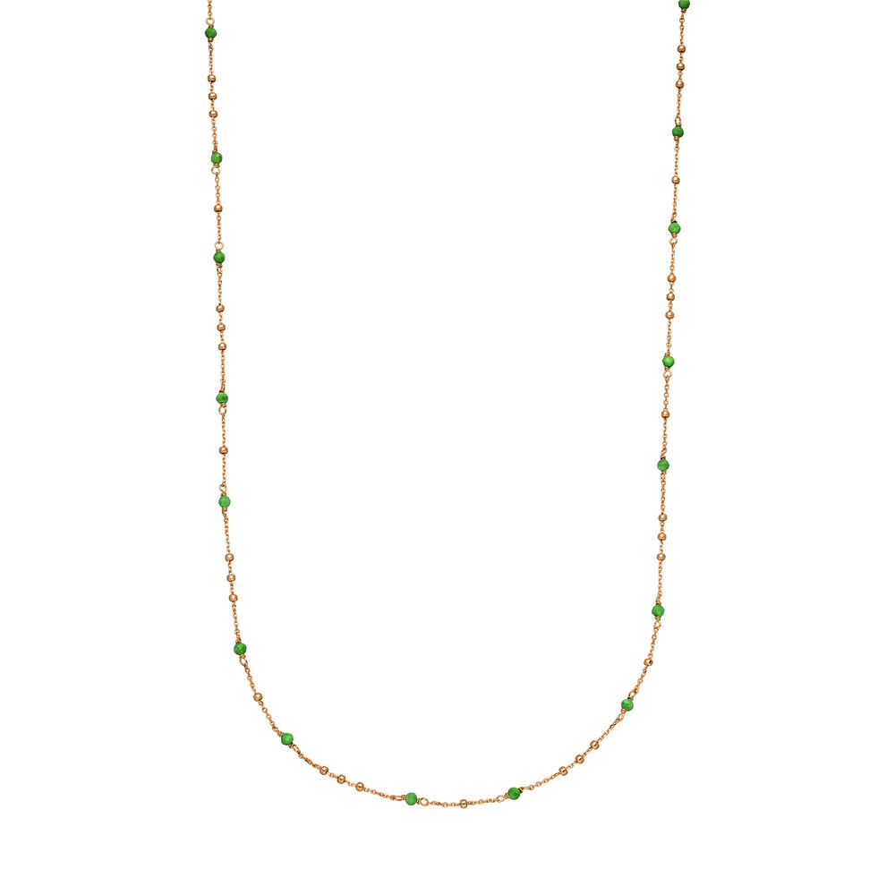 Halskette Flying Gems, Grner Achat, 90cm, 18 Karat Rosegold vergoldet