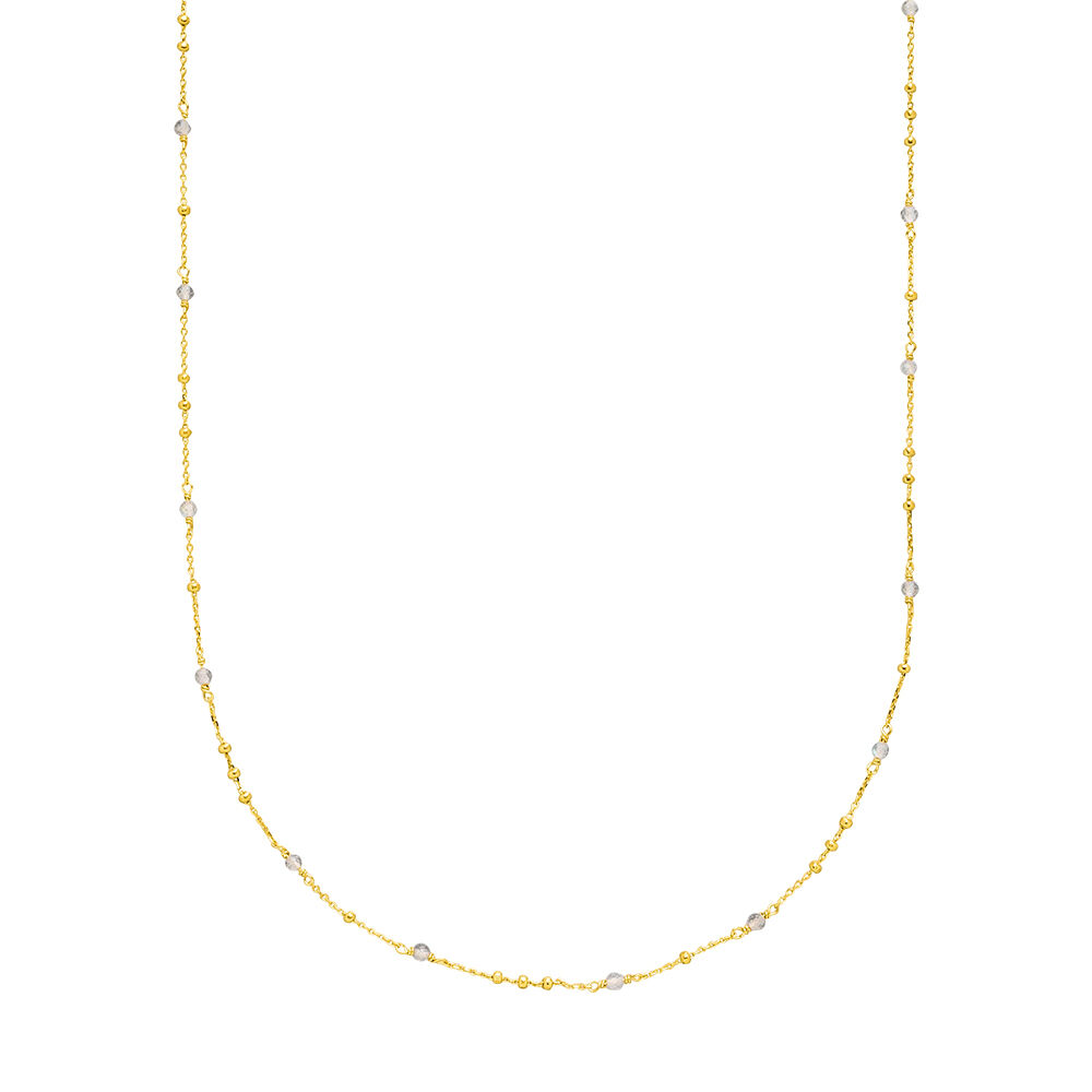 Halskette Flying Gems, Labradorit, 90cm, 18 K Gelbgold vergoldet