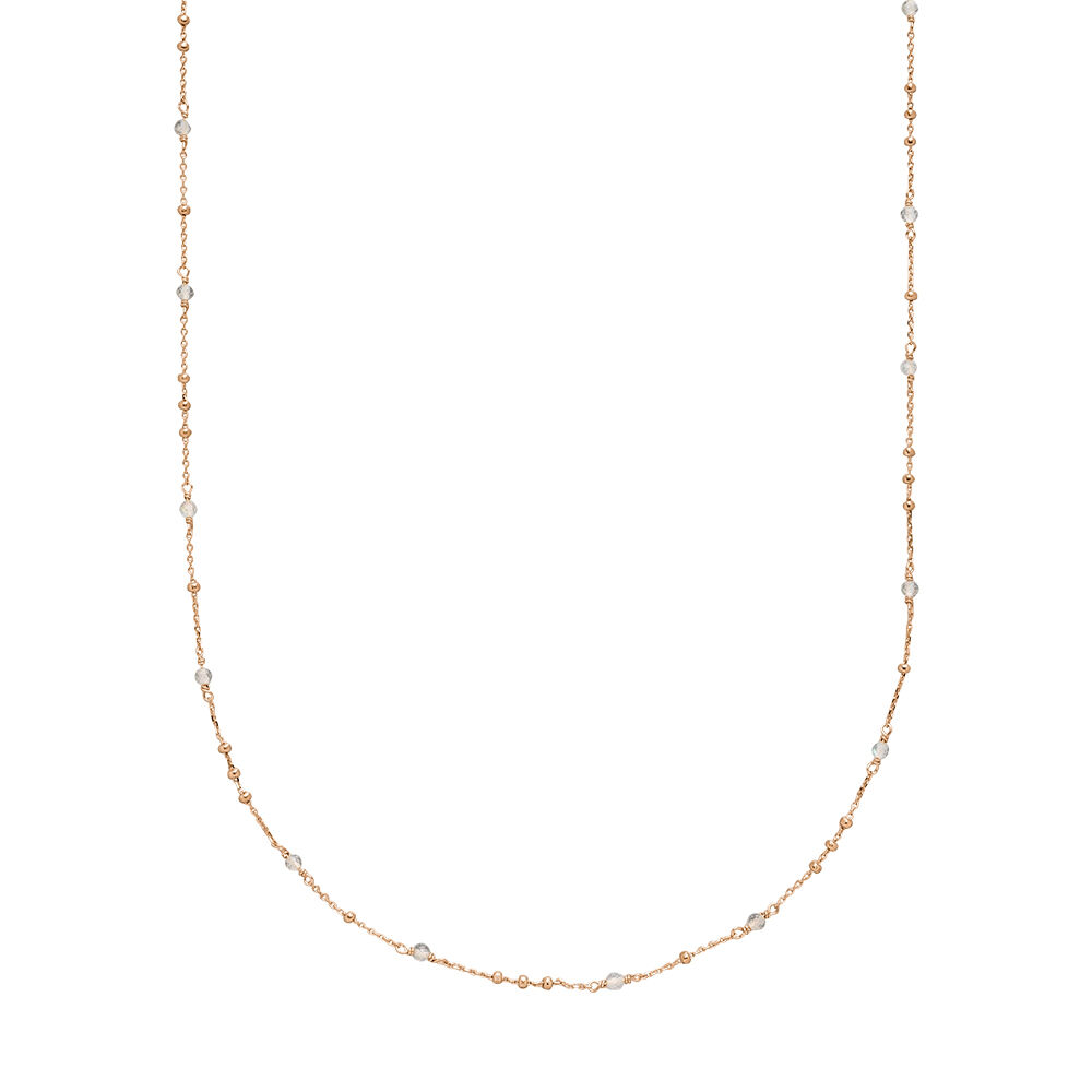 Halskette Flying Gems, Labradorit, 90cm, 18 K Rosegold vergoldet