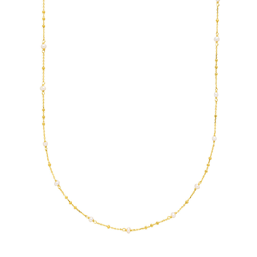 Halskette Flying Gems, Perle, 90cm, 18 K Gelbgold vergoldet