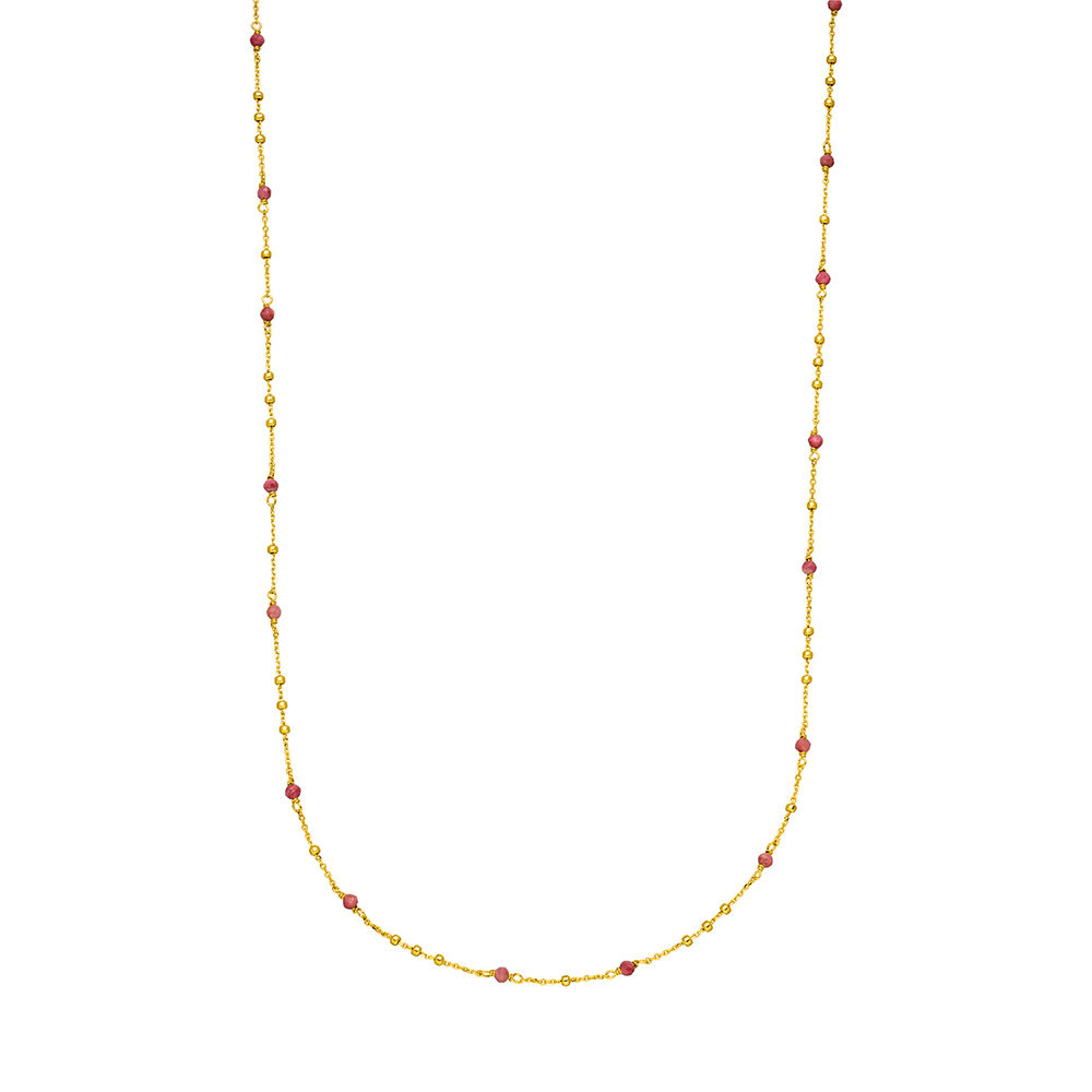 Halskette Flying Gems, Rhodonit, 18 K Gelbgold vergoldet