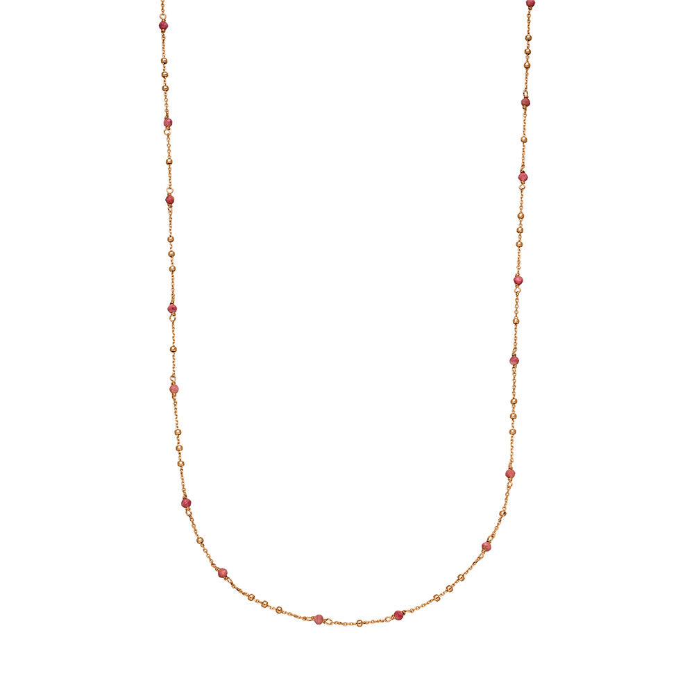 Halskette Flying Gems, Rhodonit, 18 Karat Rosegold vergoldet