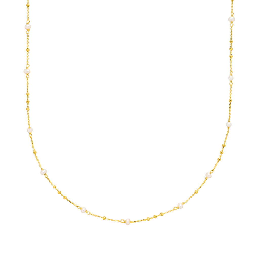 Halskette Flying Pearls, 18 Karat Gelbgold vergoldet