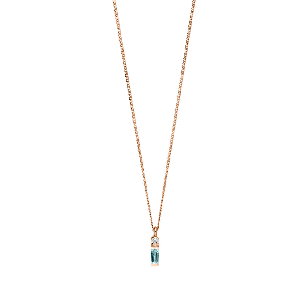 Halskette Glamour, Blue/White Topas, 18 K Rosegold vergoldet