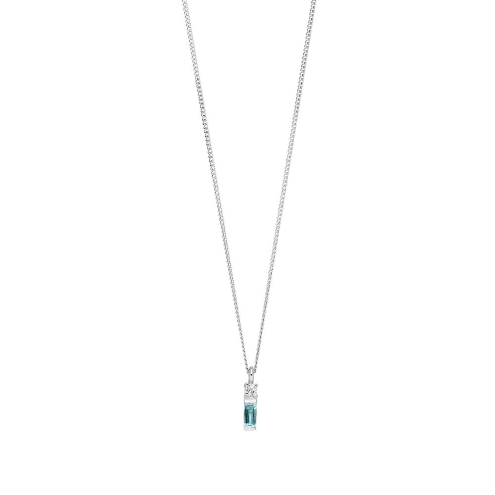 Halskette Glamour, Blue/White Topas, 925 Sterlingsilber