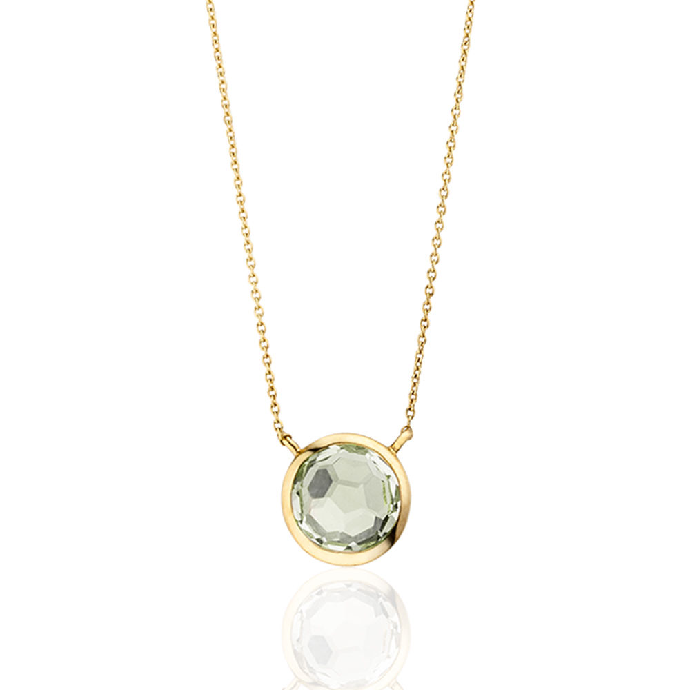 Halskette Grner Amethyst, 14 Karat Gelbgold