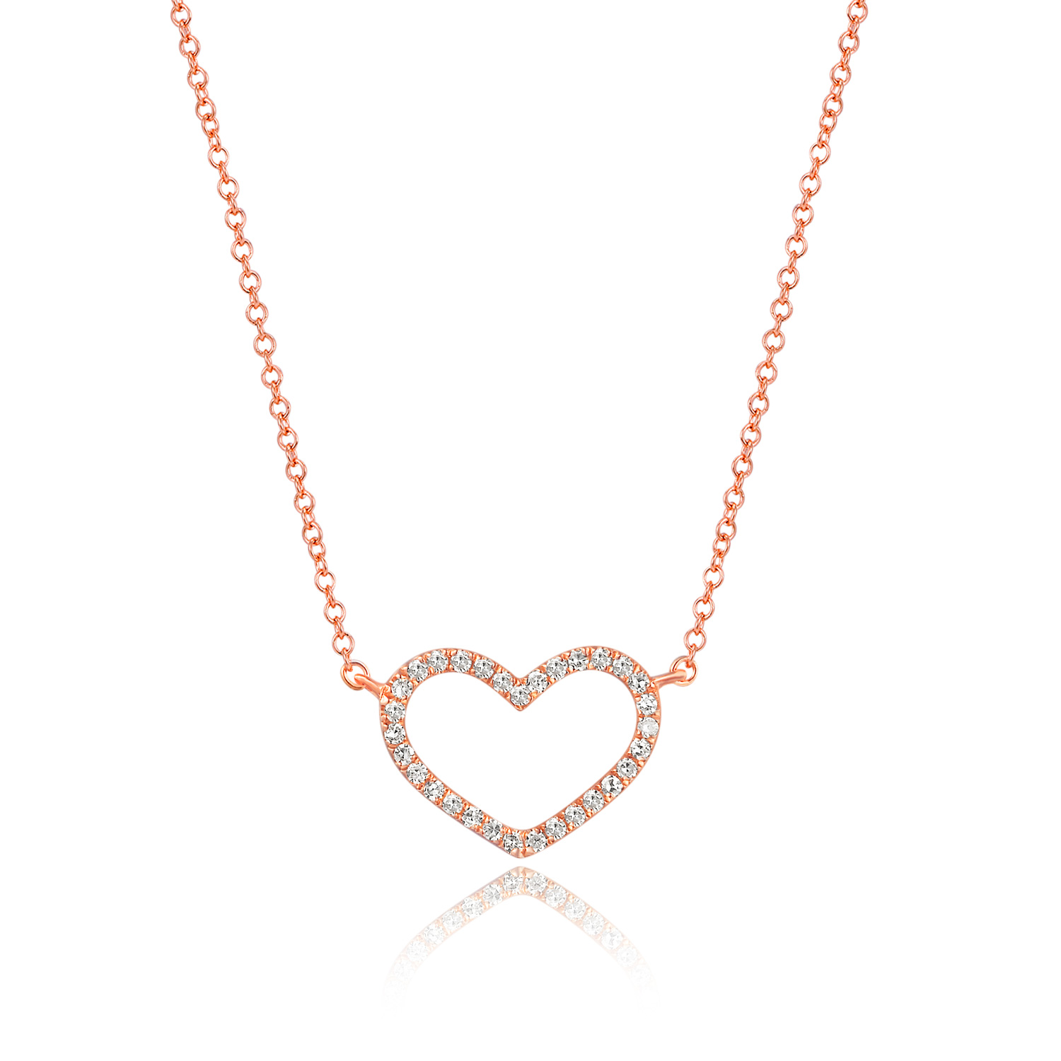 Halskette Heart mit Diamanten, 18 K Rosgold