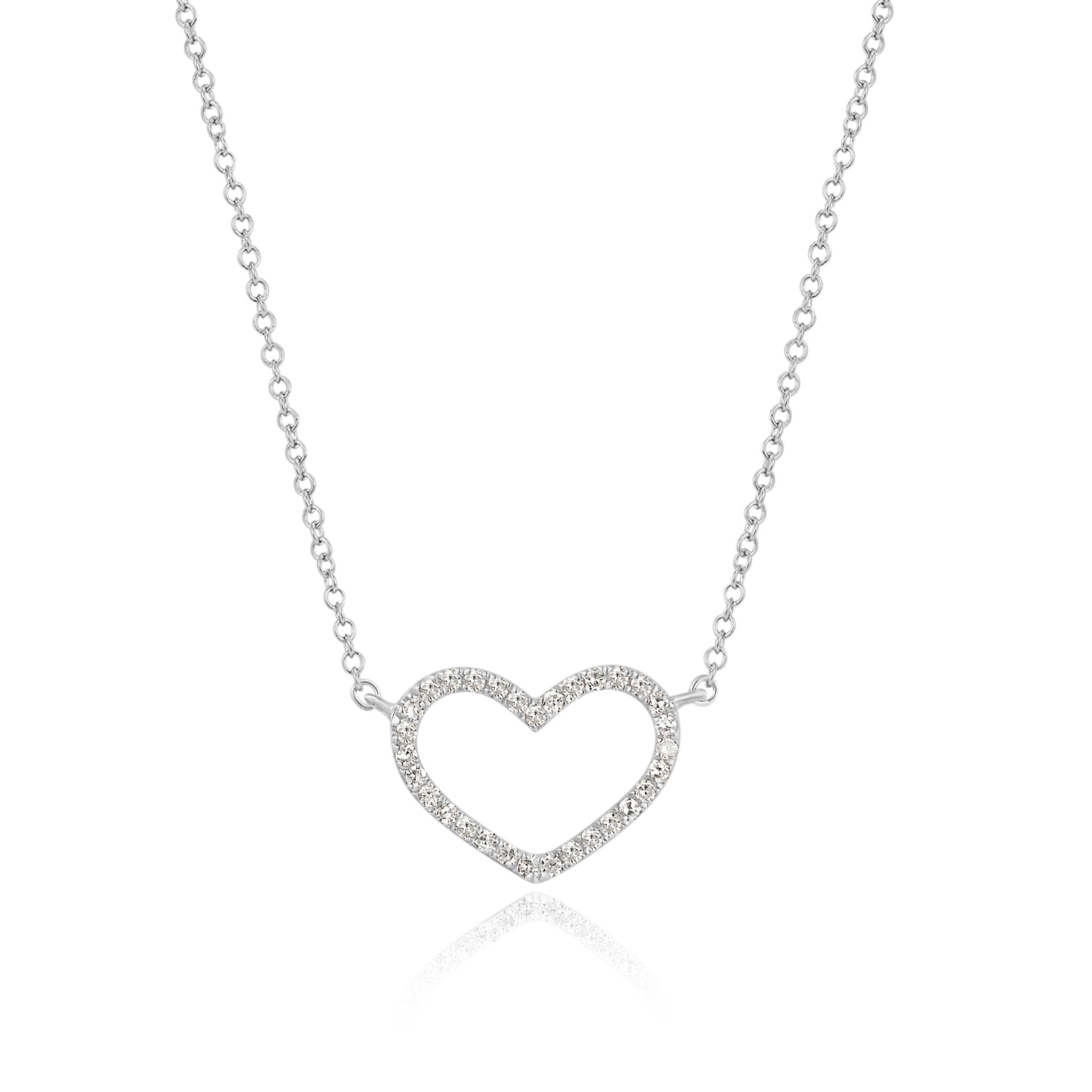 Halskette Heart mit Diamanten, 18 K Weissgold
