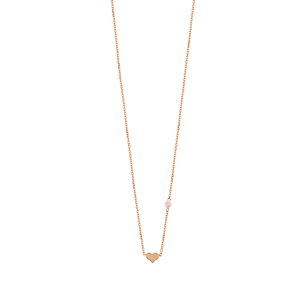 Halskette Herz mit Perle, 18 Karat Rosegold vergoldet