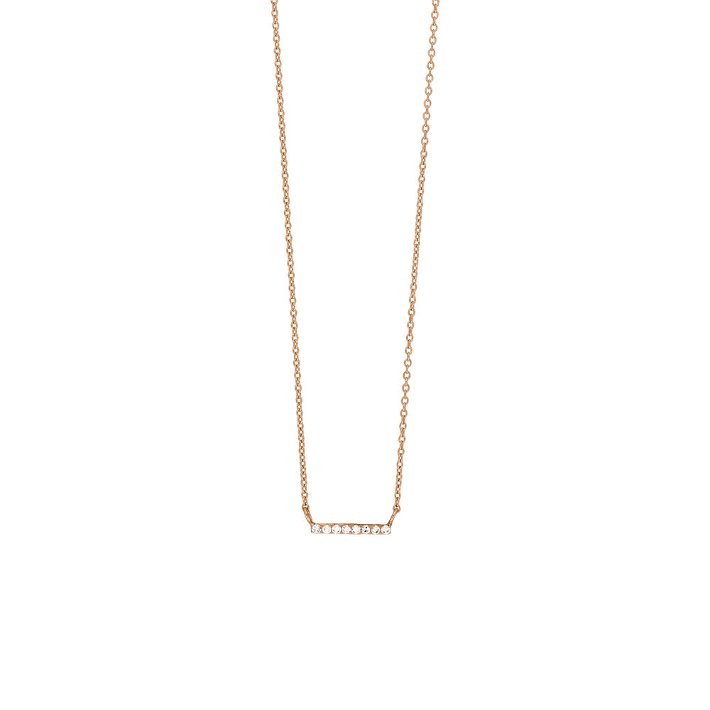 Halskette Horizontal Bar, Diamant, 14 K Rosegold