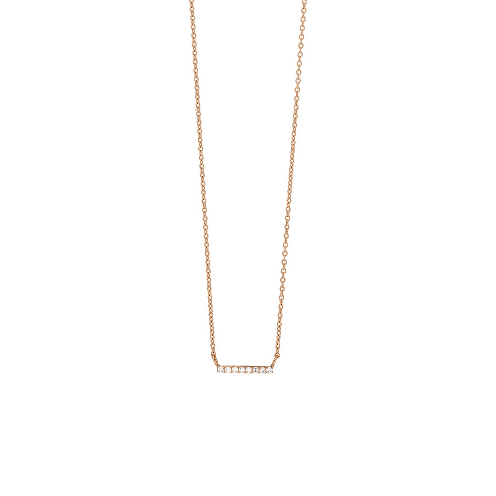 Halskette Horizontal Bar, Diamant, 14 Karat Rosegold