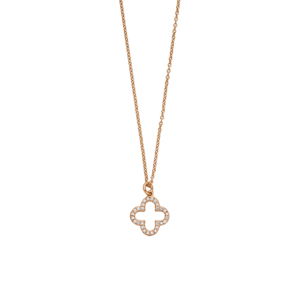 Halskette Kleeblatt, 18 Karat Rosegold vergoldet