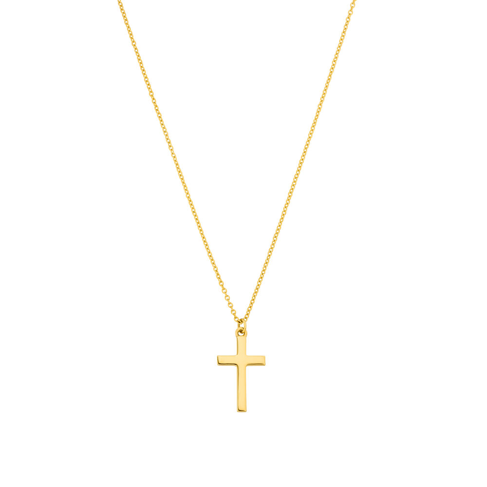 Halskette Kreuz, 14 K Gelbgold