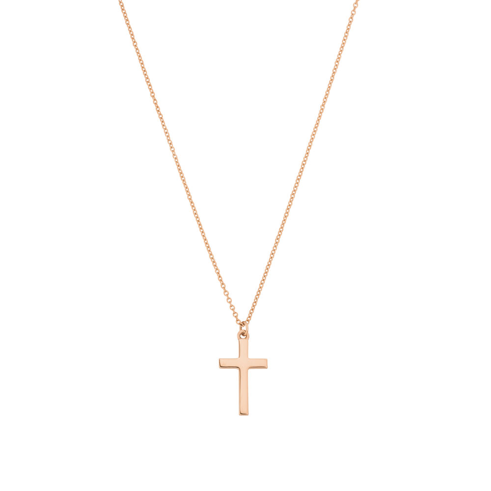 Halskette Kreuz, 14 K Rosegold