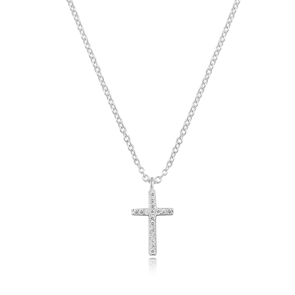 Halskette Kreuz mit Diamanten, 18 K Weigold