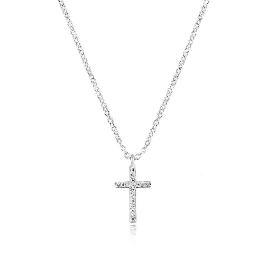Halskette Kreuz mit Diamanten, 18 Karat Weigold