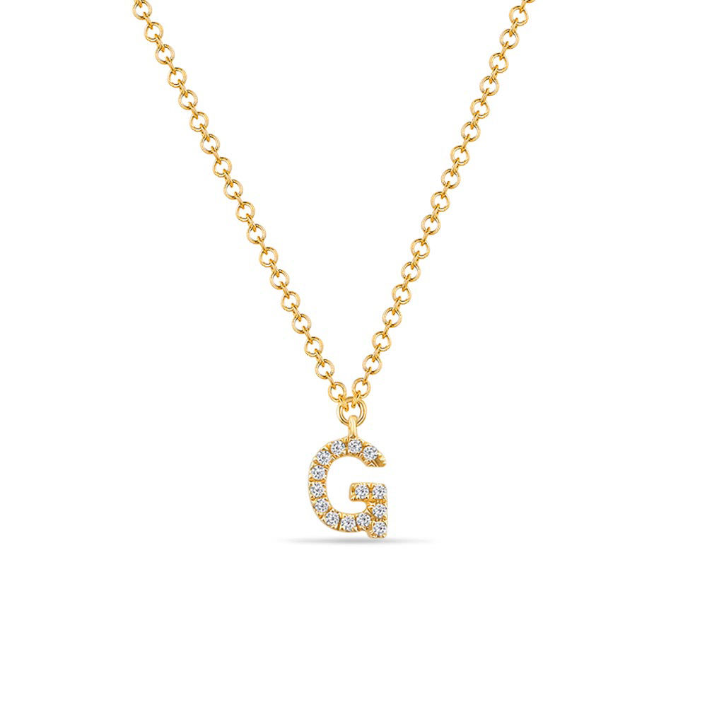 Halskette Letter G, 14 K Gelbgold mit Diamanten