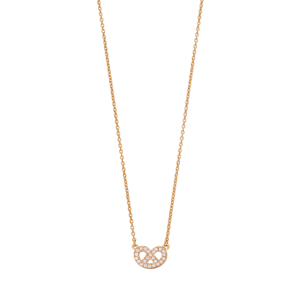 Halskette Mini Brezn mit Zirkonia, 18 Karat Rosegold vergoldet