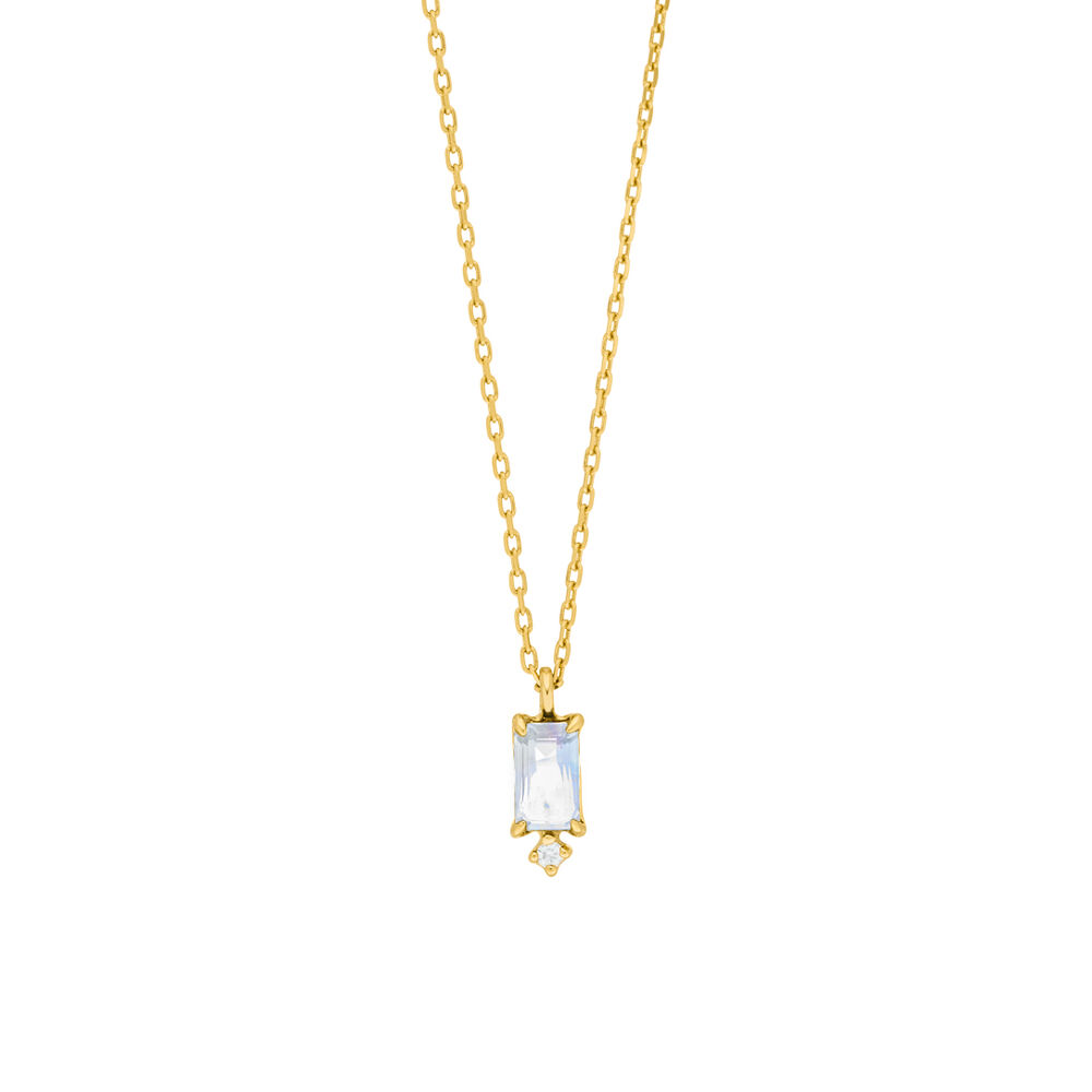 Halskette Mondstein SQUARE, 14 Karat Gelbgold