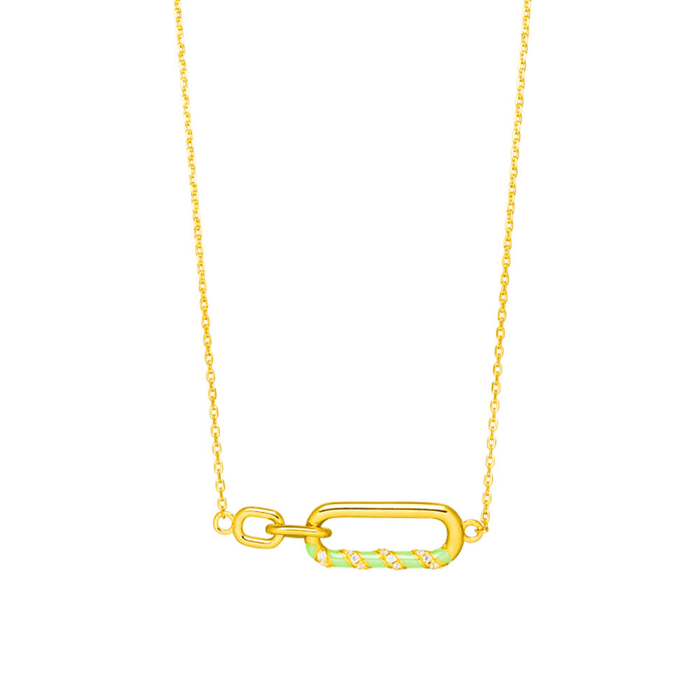Halskette NEON TWIST, 18 Karat Gelbgold, Grn