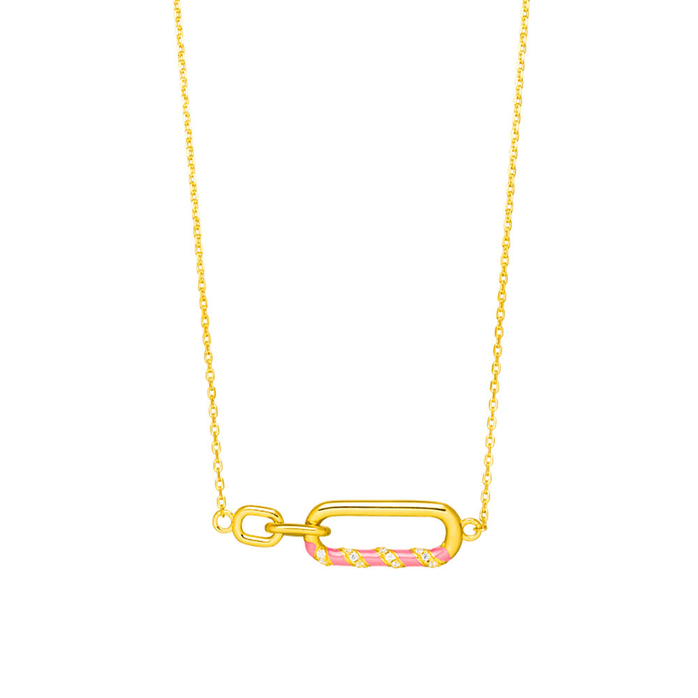 Halskette NEON TWIST, 18 Karat Gelbgold, Pink