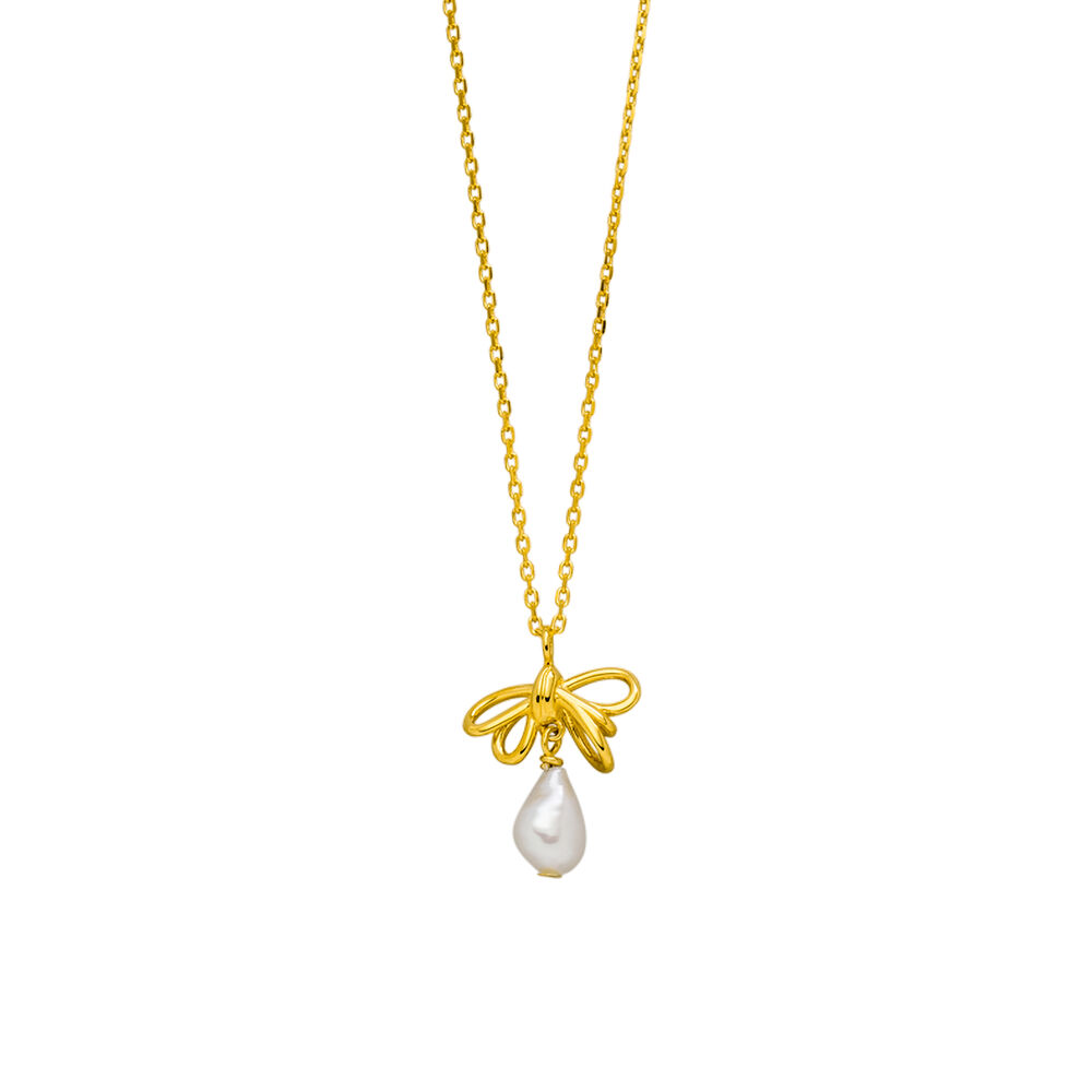 Halskette PEARL BOW, 18 K Gelbgold vergoldet