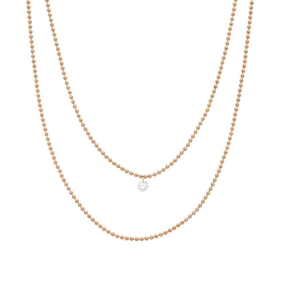 Halskette PURE Double, Diamant, 14 Karat Rosegold