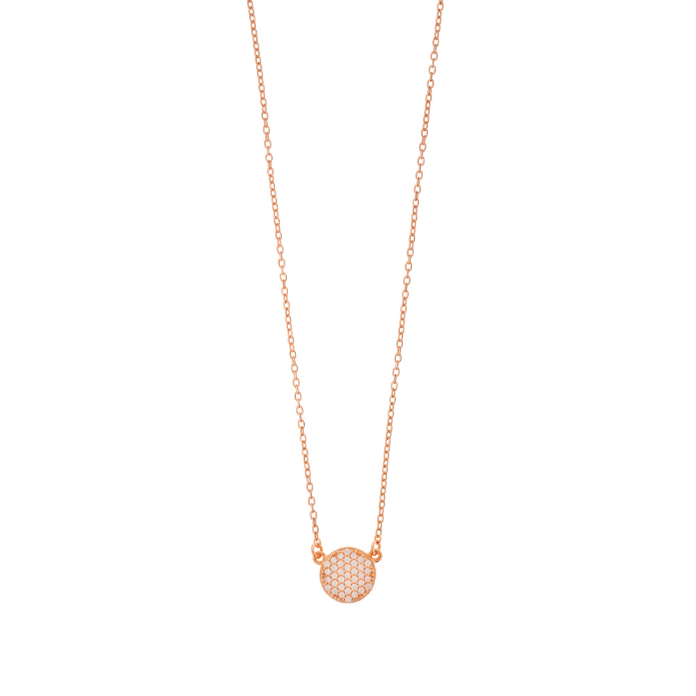 Halskette Pav mit Zirkonia, 18 Karat Rosegold vergoldet